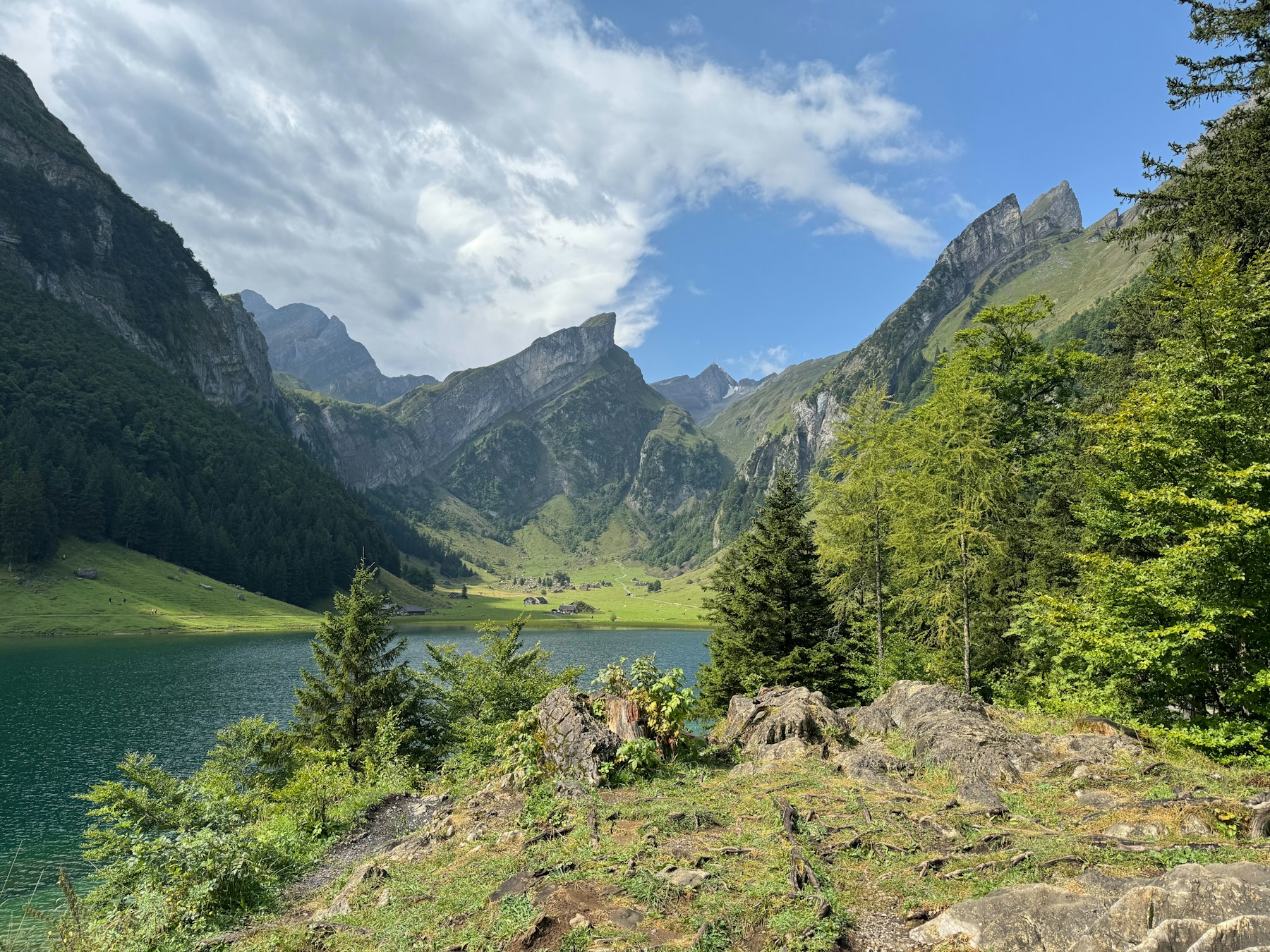 Lago y montañas de los Alpes suizos