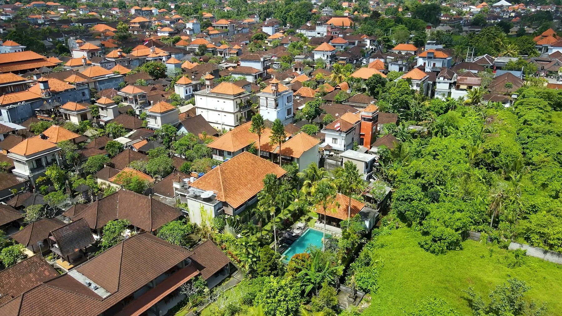 Vista aérea horizontal de Ubud en Bali