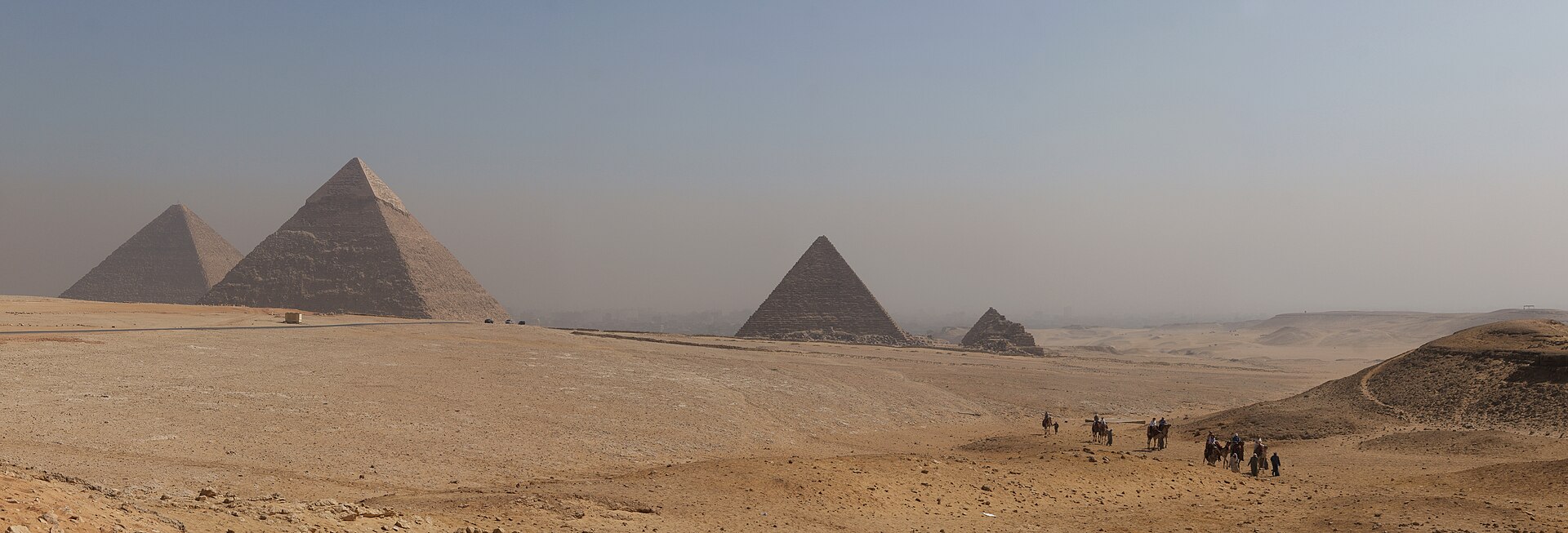 Panorama of All pyramids of Giza.