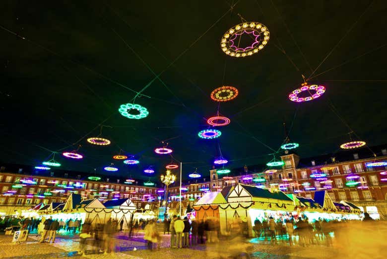 Mercado navideño en la Plaza Mayor de Madrid