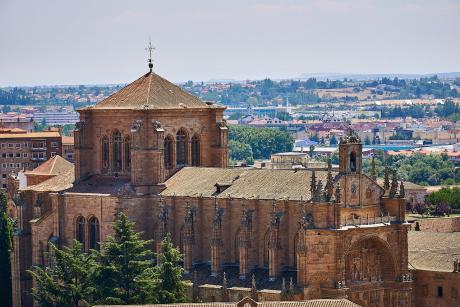 Foto de Salamanca, España, mostrando su impresionante arquitectura histórica, con la Catedral y la Universidad destacando en el paisaje urbano.