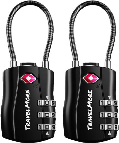 Dos candados TSA TravelMore de combinación y cable flexible